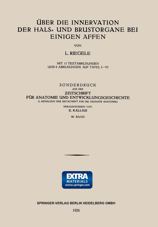 Produktbild: &Uuml;ber die Innervation der Hals- und Brustorgane bei Einigen Affen