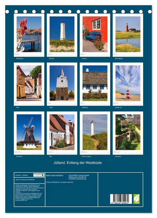 Produktbild: J&uuml;tland. Entlang der Westk&uuml;ste (Tischkalender 2026 DIN A5 hoch), CALVENDO Monatskalender