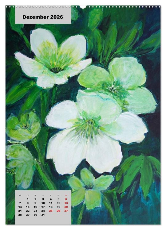 Produktbild: Blumen in Acryl (hochwertiger Premium Wandkalender 2026 DIN A2 hoch), Kunstdruck in Hochglanz