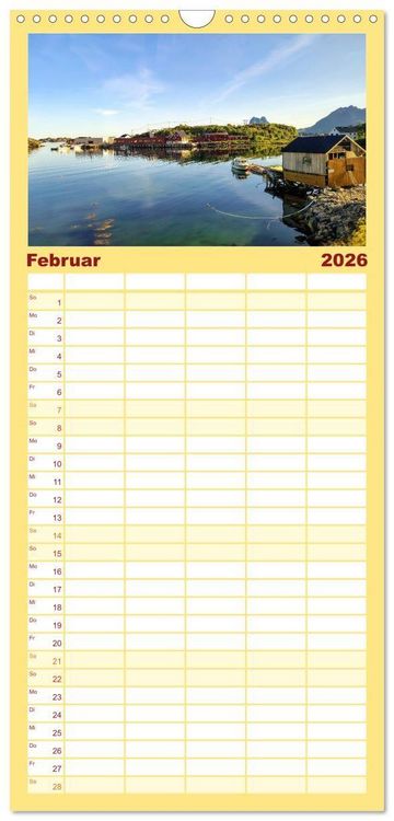 Produktbild: Familienplaner 2026 - Mit Hurtigruten zum Nordkap mit 5 Spalten (Wandkalender, 21 x 45 cm) CALVENDO