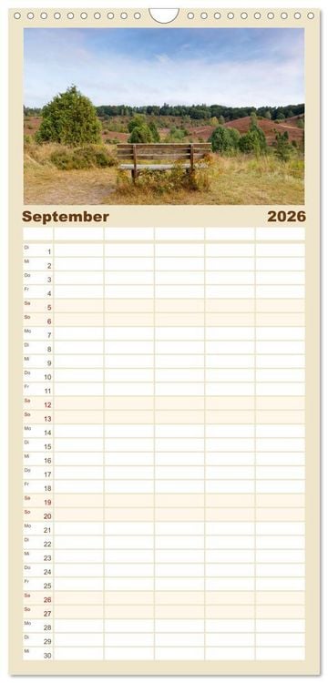 Produktbild: Familienplaner 2026 - B&auml;nke. In der Ruhe liegt die Kraft. mit 5 Spalten (Wandkalender, 21 x 45 cm) CALVENDO