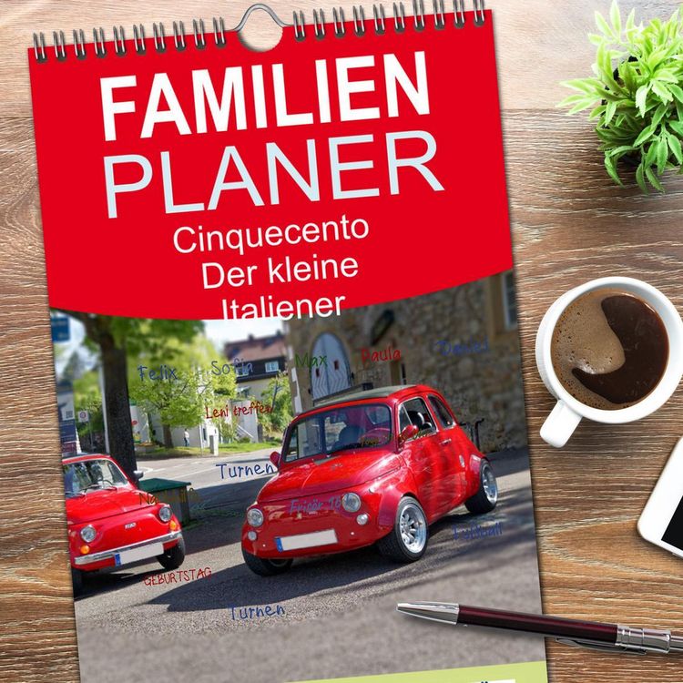 Produktbild: Familienplaner 2026 - Cinquecento Der kleine Italiener - 60 Jahre zeitloses Kultobjekt mit 5 Spalten (Wandkalender, 21 x 45 cm) CALVENDO