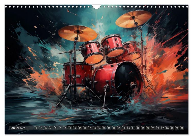 Produktbild: Taktvolle Kunst: Der bunte Schlagzeugkalender (Wandkalender 2026 DIN A3 quer), CALVENDO Monatskalender