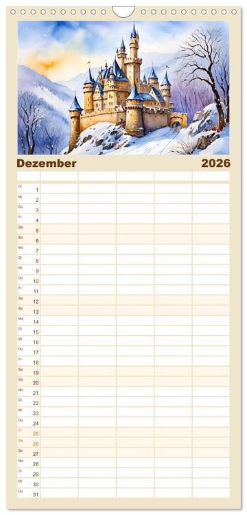 Produktbild: Familienplaner 2026 - M&auml;rchenschl&ouml;sser und Burgen mit 5 Spalten (Wandkalender, 21 x 45 cm) CALVENDO