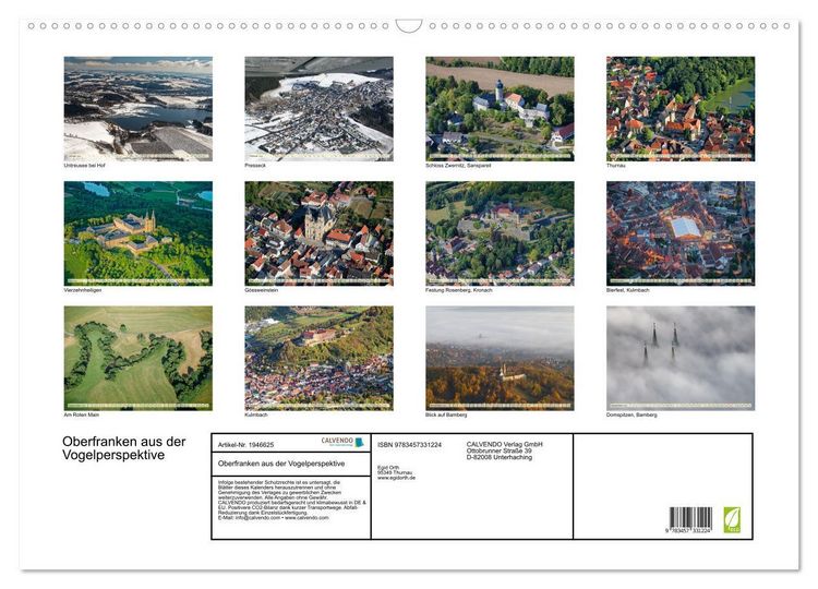 Produktbild: Oberfranken aus der Vogelperspektive (Wandkalender 2026 DIN A2 quer), CALVENDO Monatskalender