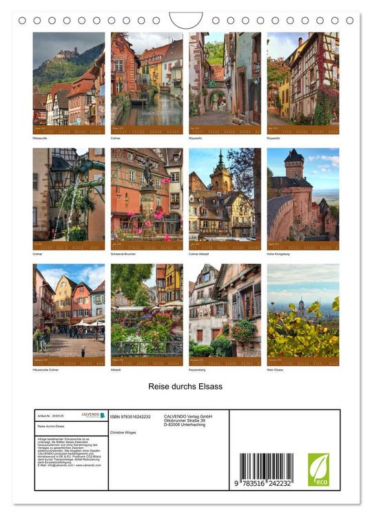 Produktbild: Reise durchs Elsass (Wandkalender 2026 DIN A4 hoch), CALVENDO Monatskalender