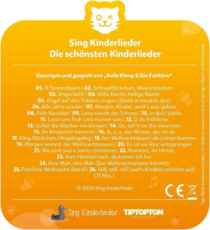 Produktbild: tigercard - Sing Kinderlieder - Die sch&ouml;nsten Weihnachtslieder