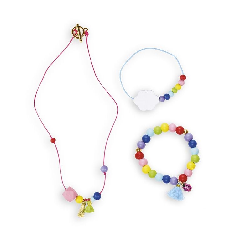 Produktbild: Bastel-Schmuckset f&uuml;r Kinder mit 3 farbenfrohen Regenbogen-Schmuckst&uuml;cken