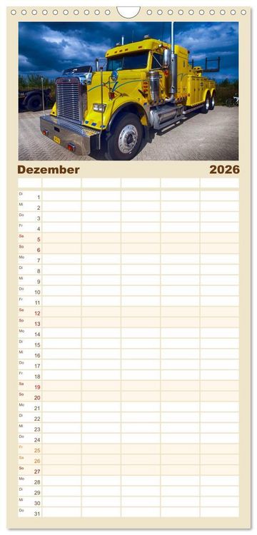 Produktbild: Familienplaner 2026 - US-Trucks. Faszination Langhauber mit 5 Spalten (Wandkalender, 21 x 45 cm) CALVENDO