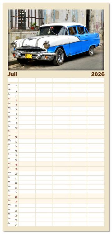 Produktbild: Familienplaner 2026 - PONTIAC '55 mit 5 Spalten (Wandkalender, 21 x 45 cm) CALVENDO