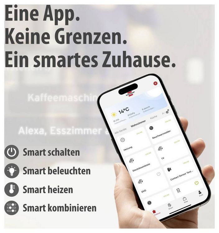 Produktbild: Brennenstuhl 1294880 Wi-Fi Smarte WLAN-Steckdose Innenbereich, Steckdose 3680W