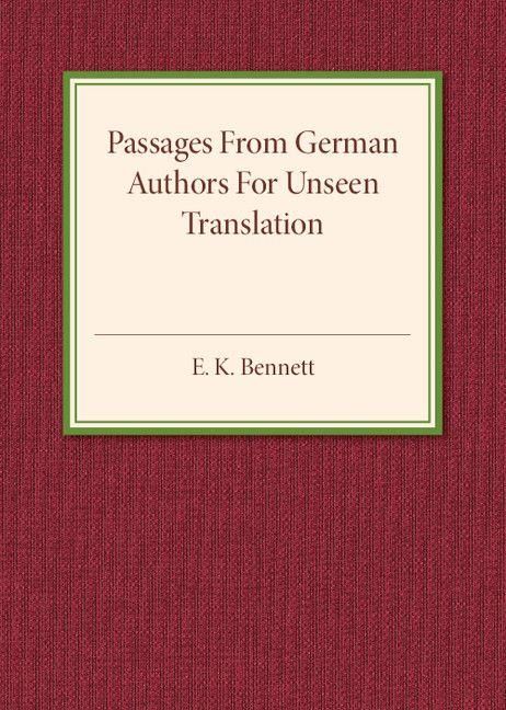 Produktbild: Passages from German Authors for Unseen Translation