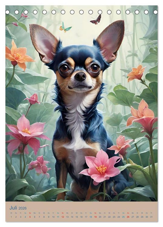 Produktbild: Chihuahuas. Kunstvolle Portr&auml;ts der kleinen Hunde (Tischkalender 2026 DIN A5 hoch), CALVENDO Monatskalender