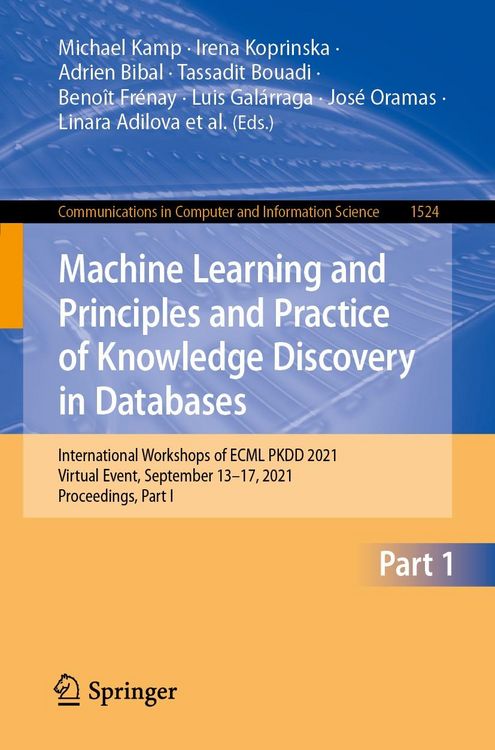 Produktbild: Machine Learning and Principles and Practice of Knowledge Discovery in Databases