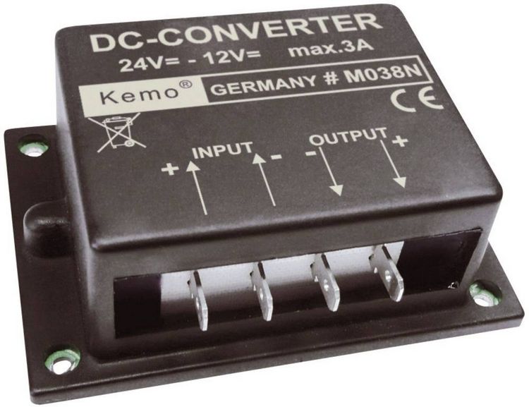 Produktbild: Kemo Spannungswandler Baustein Eingangsspannung (Bereich): 24 - 26 V/DC Ausgangsspannung (Bereich): 12 V/DC (max.) 3 A