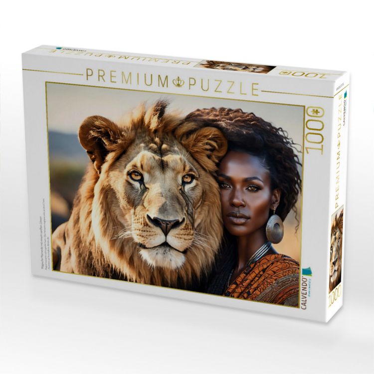Produktbild: CALVENDO Puzzle Magische Momente mit einem sanften L&ouml;wen | 1000 Teile Lege-Gr&ouml;&szlig;e 64x48cm Foto-Puzzle f&uuml;r gl&uuml;ckliche Stunden