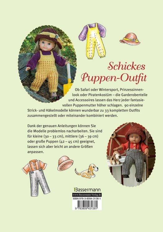 Produktbild: Maschenmode f&uuml;r Puppen. Puppenkleider zum Stricken und H&auml;keln in drei Gr&ouml;&szlig;en