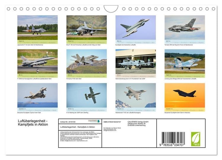 Produktbild: Luft&uuml;berlegenheit - Kampfjets in Aktion (Wandkalender 2026 DIN A4 quer), CALVENDO Monatskalender