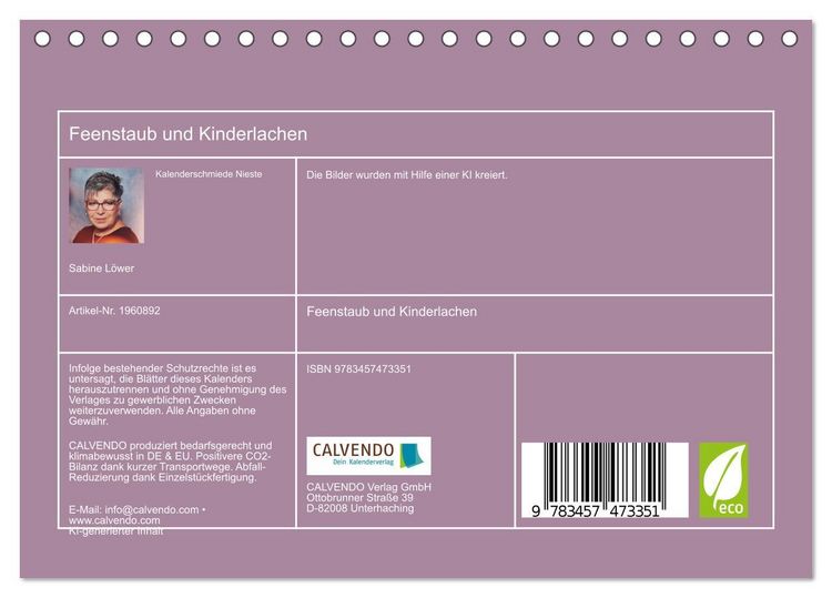 Produktbild: Feenstaub und Kinderlachen (Tischkalender 2026 DIN A5 quer), CALVENDO Monatskalender