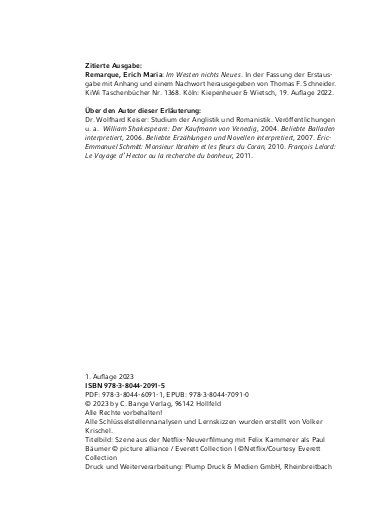 Produktbild: Im Westen nichts Neues von Erich Maria Remarque - Textanalyse und Interpretation