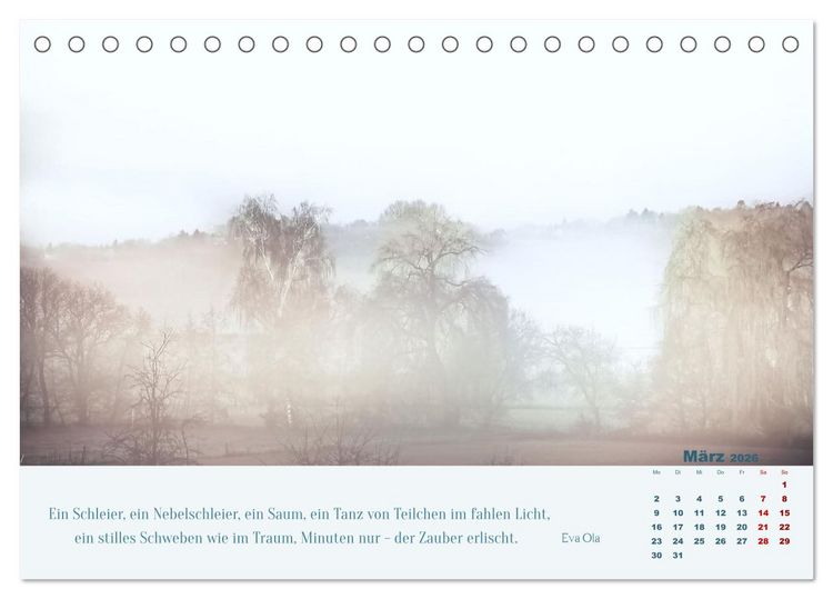 Produktbild: Nebelfarben. Ein poetischer Spaziergang (Tischkalender 2026 DIN A5 quer), CALVENDO Monatskalender