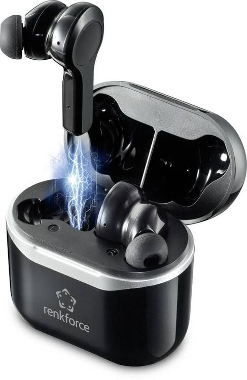 Produktbild: Renkforce RF-NCE-500 In Ear Kopfh&ouml;rer Bluetooth&reg; Schwarz Noise Cancelling Headset, Lautst&auml;rkeregelung