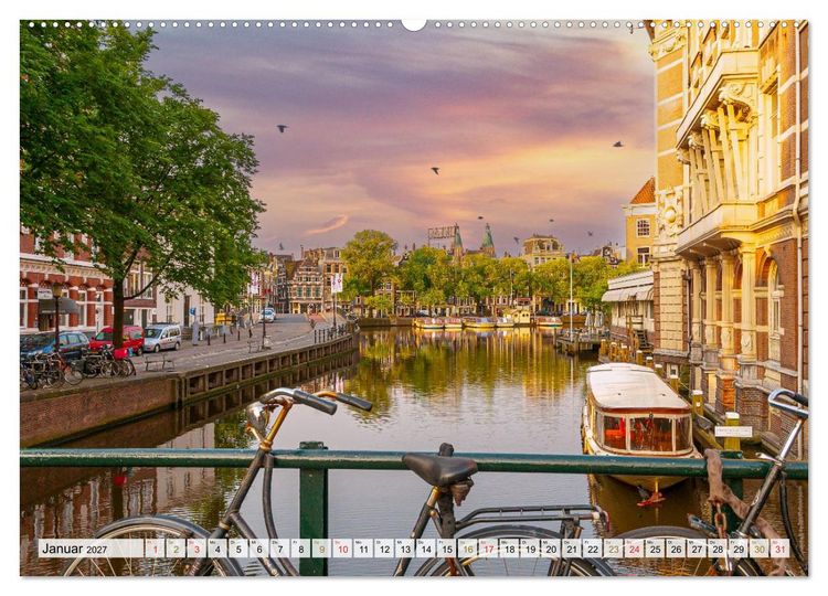 Produktbild: Ein Blick auf Amsterdam in Farbe (Wandkalender 2027 DIN A2 quer), CALVENDO Monatskalender