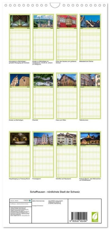 Produktbild: Familienplaner 2026 - Schaffhausen - n&ouml;rdlichste Stadt der Schweiz mit 5 Spalten (Wandkalender, 21 x 45 cm) CALVENDO