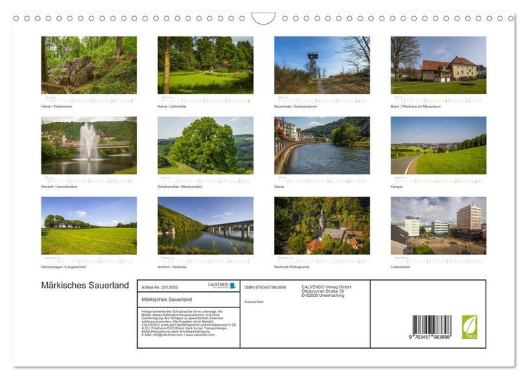 Produktbild: M&auml;rkisches Sauerland (Wandkalender 2026 DIN A3 quer), CALVENDO Monatskalender