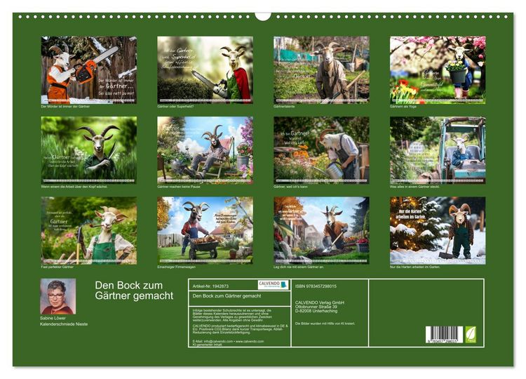 Produktbild: Den Bock zum G&auml;rtner gemacht (Wandkalender 2026 DIN A2 quer), CALVENDO Monatskalender