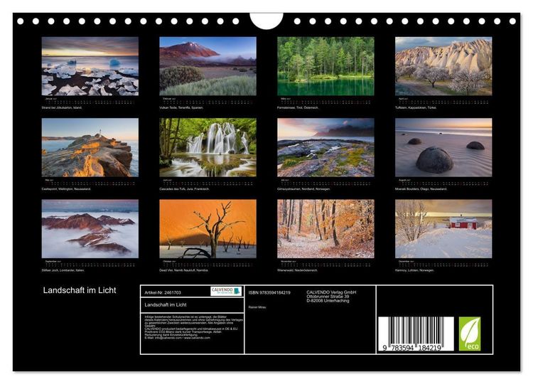 Produktbild: Landschaft im Licht (Wandkalender 2027 DIN A4 quer), CALVENDO Monatskalender