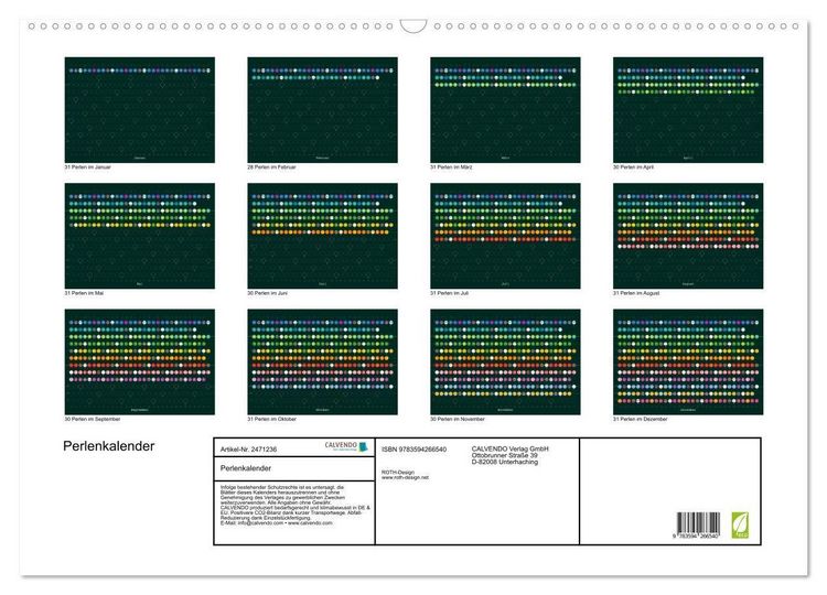 Produktbild: Perlenkalender (Wandkalender 2027 DIN A2 quer), CALVENDO Monatskalender