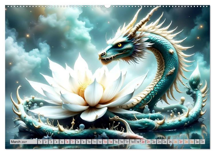Produktbild: Lotus blossom dragons (High Quality Premium Wall Calendar 2027 DIN A2 landscape),CALVENDO 12 Month Wall Calendar