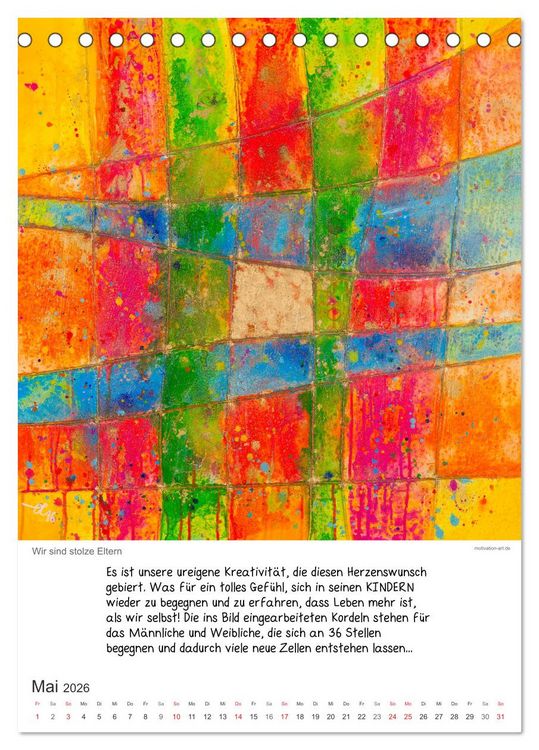 Produktbild: Motivation-Art Herzensw&uuml;nsche (Tischkalender 2026 DIN A5 hoch), CALVENDO Monatskalender