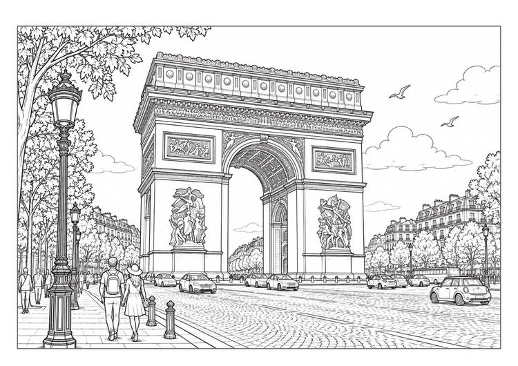 Produktbild: Tr&egrave;s Fran&ccedil;ais &ndash; Frankreich Malbuch f&uuml;r Erwachsene mit 70 sch&ouml;nen Ausmalmotiven