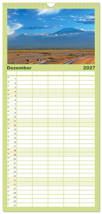 Produktbild: Familienplaner 2027 - Entdeckungen am Kilimandscharo mit 5 Spalten (Wandkalender, 21 x 45 cm) CALVENDO