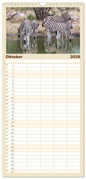Produktbild: Familienplaner 2026 - S&uuml;dafrika wunderbare Tierwelt mit 5 Spalten (Wandkalender, 21 x 45 cm) CALVENDO