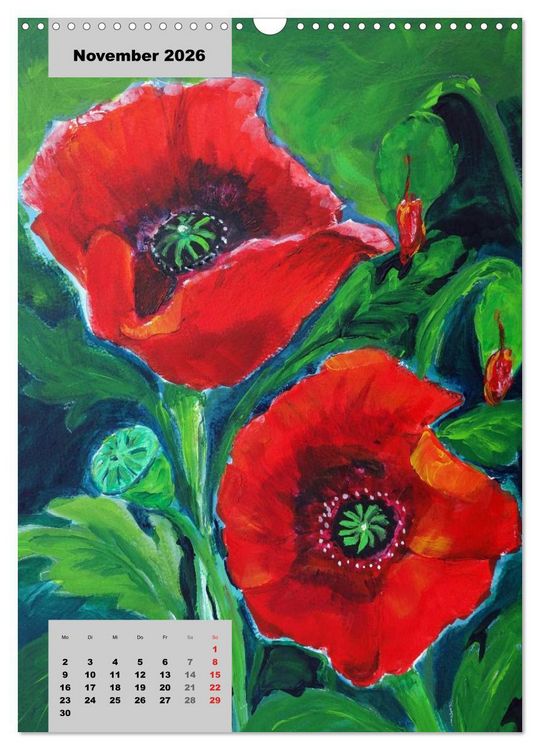 Produktbild: Blumen in Acryl (Wandkalender 2026 DIN A3 hoch), CALVENDO Monatskalender