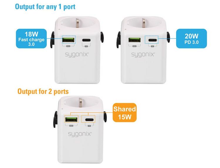 Produktbild: Sygonix SY-6951598 Reiseadapter USA/Australien/China/Grossbritannien/Hongkong