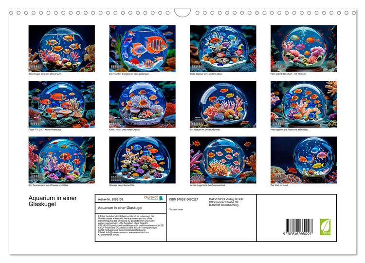 Produktbild: Aquarium in einer Glaskugel (Wandkalender 2026 DIN A3 quer), CALVENDO Monatskalender