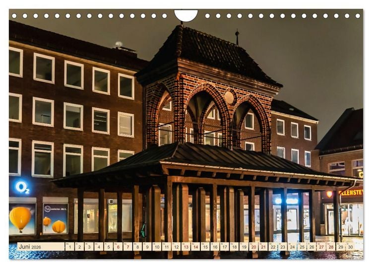 Produktbild: L&uuml;beck bei Nacht (Wandkalender 2026 DIN A4 quer), CALVENDO Monatskalender