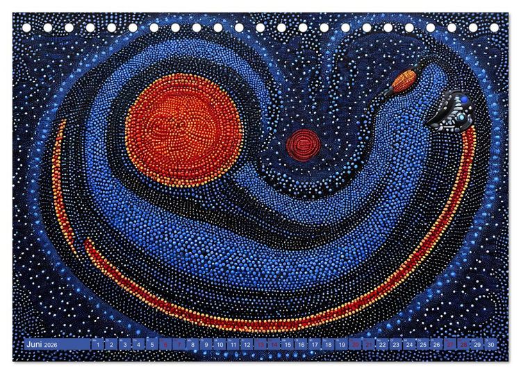 Produktbild: Traumzeit - KI-generierte Aborigine-Kunst aus dem Herzen Australiens (Tischkalender 2026 DIN A5 quer), CALVENDO Monatskalender