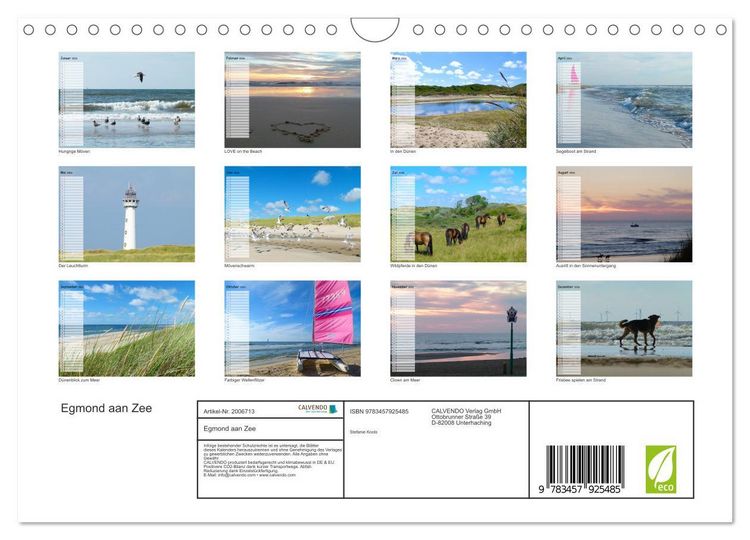 Produktbild: Egmond aan Zee (Wandkalender 2026 DIN A4 quer), CALVENDO Monatskalender