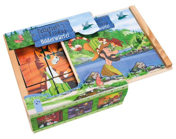 Produktbild: Tr&ouml;tsch Pettersson und Findus Bilderw&uuml;rfel Holz