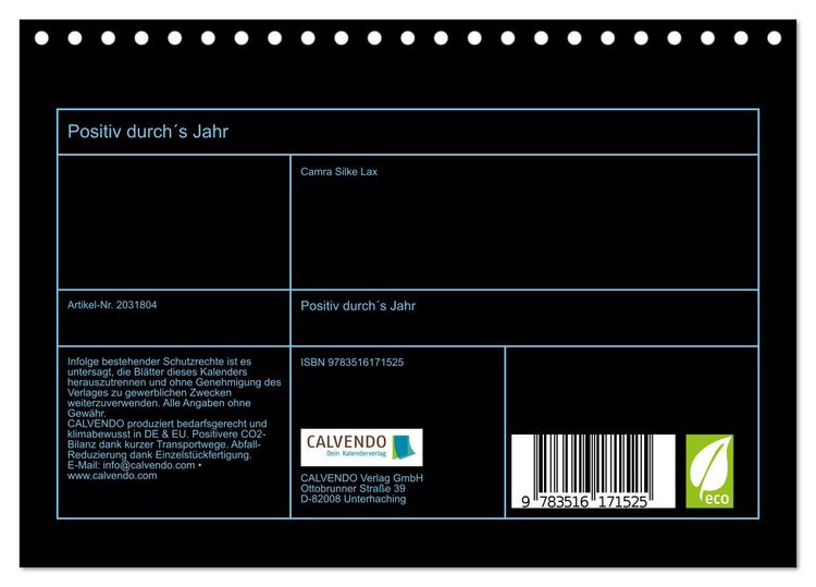 Produktbild: Positiv durch&acute;s Jahr (Tischkalender 2026 DIN A5 quer), CALVENDO Monatskalender