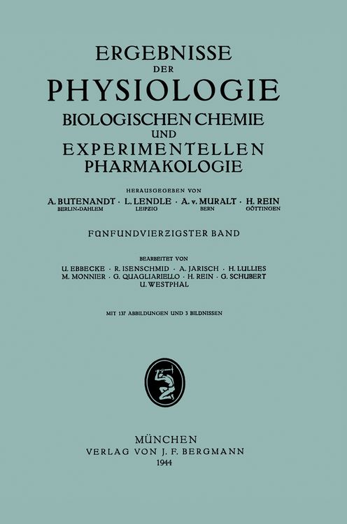 Produktbild: Ergebnisse der Physiologie Biologischen Chemie und Experimentellen Pharmakologie
