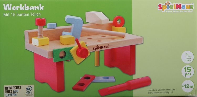 Produktbild: SpielMaus Holz Werkbank 15-teilig, 29 x 14 x 13 cm
