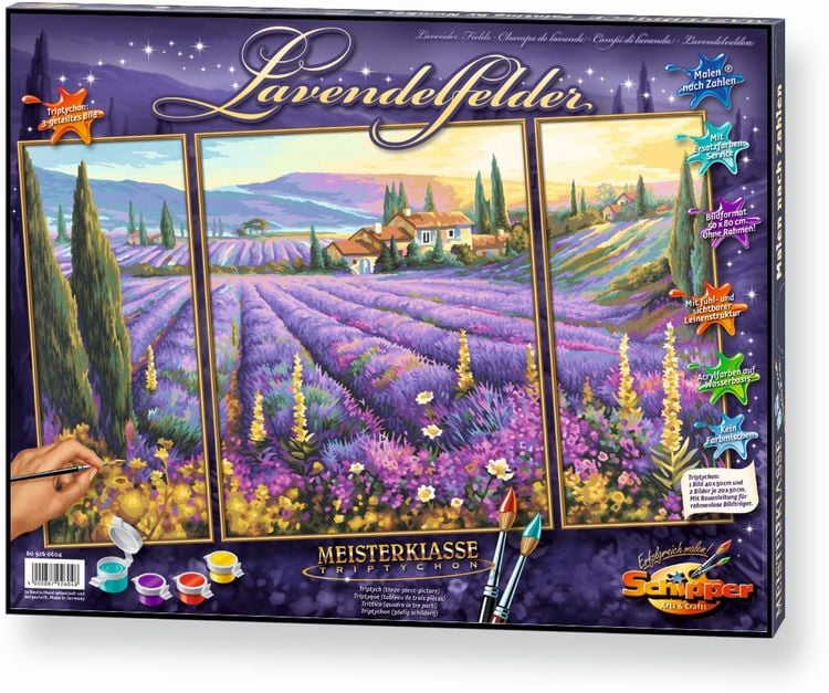 Produktbild: Malen nach Zahlen: Lavendelfelder, Triptychon