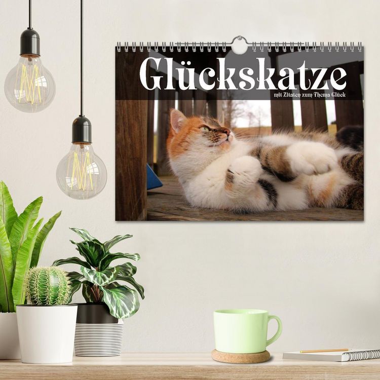 Produktbild: Gl&uuml;ckskatze - Mit Zitaten zum Thema Gl&uuml;ck (Wandkalender 2026 DIN A4 quer), CALVENDO Monatskalender