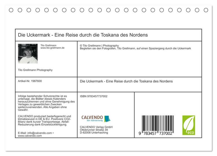 Produktbild: Die Uckermark - Eine Reise durch die Toskana des Nordens (Tischkalender 2026 DIN A5 quer), CALVENDO Monatskalender